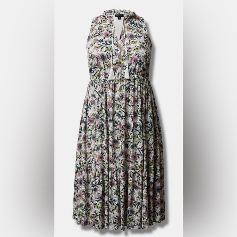 Torrid, Sz 00|M/L|10, Midi Wash Gauze Tiered Dress - NWT - Picture 4 of 8